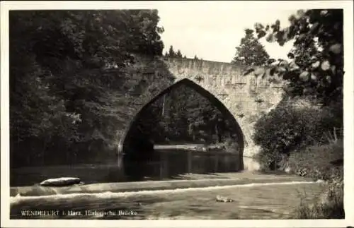 Ak Wendefurt Wendefurth Thale im Harz, Historische Brücke, Bode