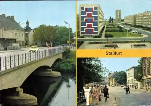 Ak Staßfurt im Salzlandkreis, Leninring, Karl Marx Straße, Bodebrücke