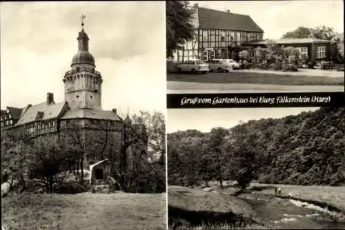 Ak Pansfelde Falkenstein im Harz, Burg Falkenstein, HO Gaststätte Gartenhaus, Selketal