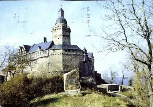 Ak Meisdorf Falkenstein im Harz, Burg Falkenstein, Gedenkstein