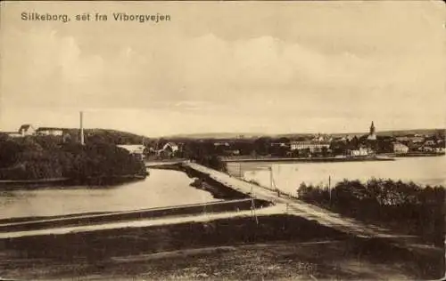 Ak Silkeborg Dänemark, Panorama, Brücke, Viborgvejen