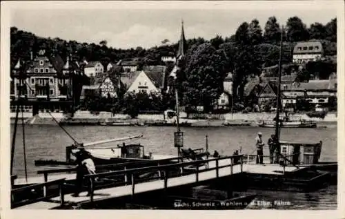 Ak Wehlen an der Elbe Sachsen, Sächs. Schweiz, Fähre, Anlegestelle