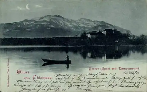 Ak Herrenchiemsee Herreninsel Chiemsee Oberbayern, Panorama, Kampenwand
