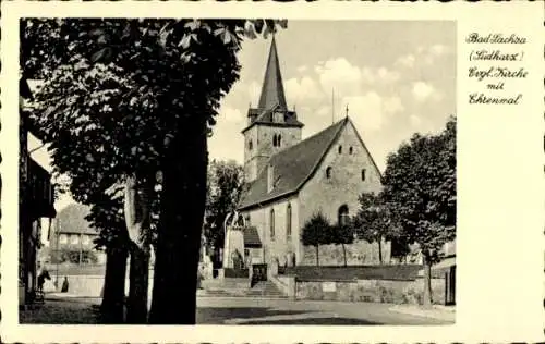 Ak Bad Sachsa im Harz, Evangelische Kirche, Ehrenmal