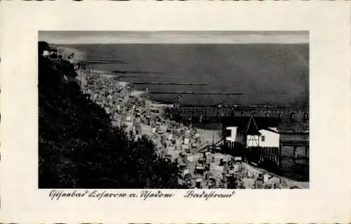 Ak Ostseebad Koserow auf Usedom, Badestrand, Stege, Strandkörbe