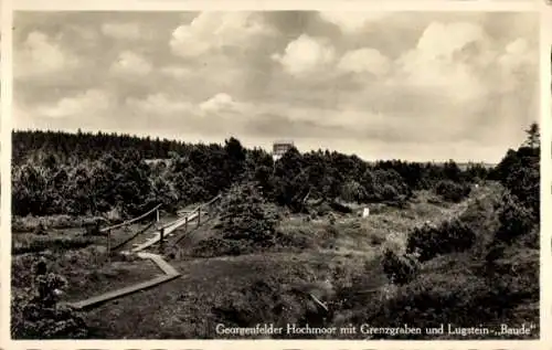Ak Zinnwald Georgenfeld Altenberg im Erzgebirge, Georgenfelder Hochmoor, Grenzgraben, Lugstein Baude