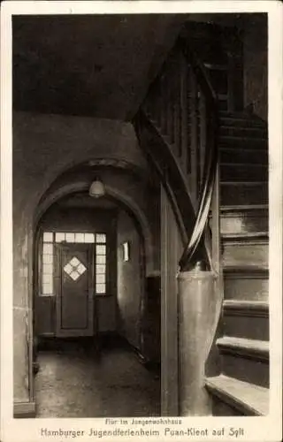 Ak Insel Sylt in Nordfriesland, Puan Klent, Hamburger Jugendferienheim, Jungenwohnhaus, Flur