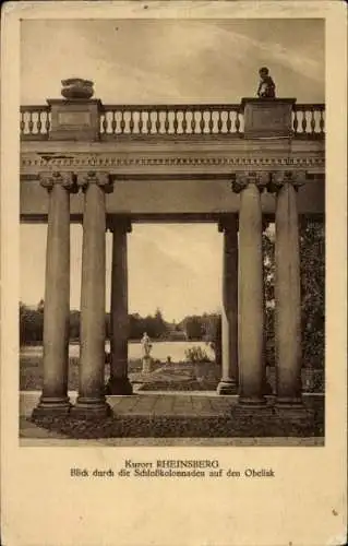 Ak Rheinsberg in der Mark, Schlosskolonnaden, Obelisk