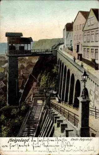 Ak Nordseeinsel Helgoland, Elektrischer Fahrstuhl