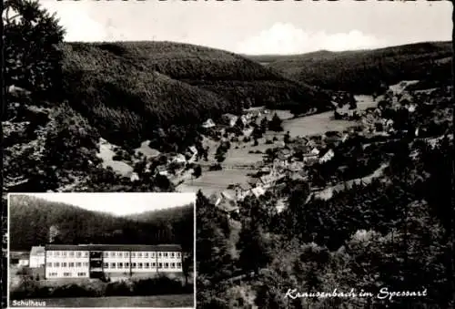 Ak Krausenbach Dammbach im Spessart, Gesamtansicht, Schulhaus