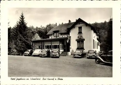 Ak Bad Honnef am Rhein, Hotel Jagdhaus im Schmelztal, Außenansicht, Automobile