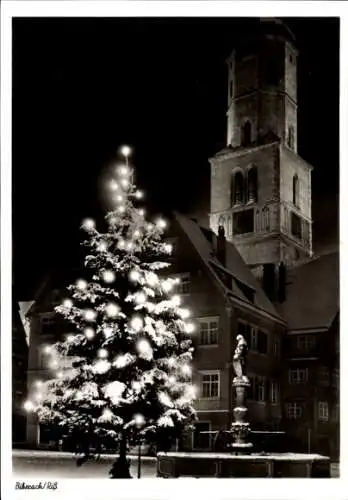 Ak Biberach an der Riß in Oberschwaben, Weihnachtsbaum, Kirchturm
