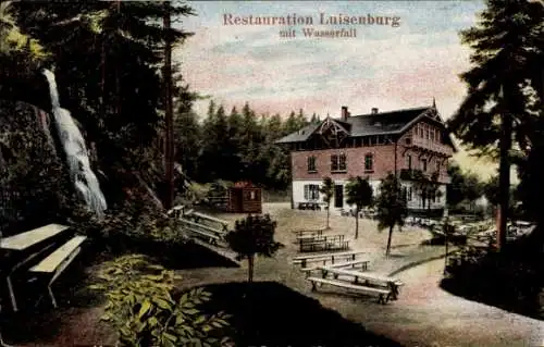 Ak Luisenburg Wunsiedel in Oberfranken, Restaurant, Wasserfall, Fichtelgebirge