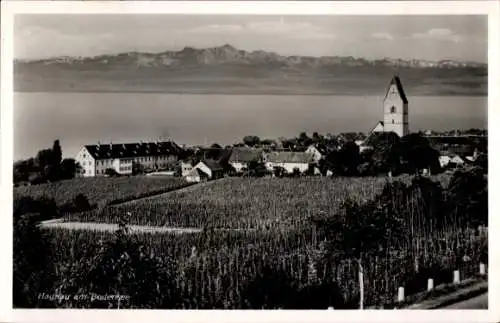 Ak Hagnau am Bodensee, Teilansicht, Kirchturm