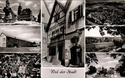 Ak Weil der Stadt in Württemberg, Marktplatz, Astronom Keplers Geburtshaus, Progymnasium