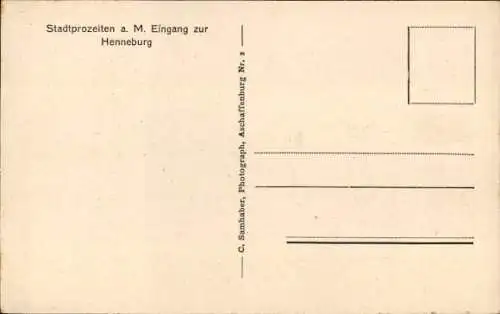 Ak Stadtprozelten am Main Bayern, Eingang zur Henneburg