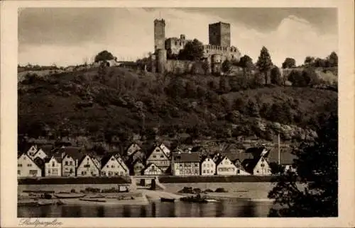 Ak Stadtprozelten, Blick auf den Ort mit der Henneburg