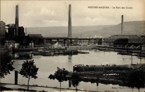 Ak Neuves-Maisons Lothringen Meurthe et Moselle, Le Port des Usines
