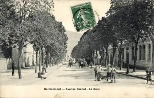 Ak Remiremont Vosges, Avenue Carnot, Bahnhof