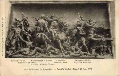 Ak Mars la Tour Lothringen Meurthe et Moselle, Relief du Monument, Bataille de Saint-Privat 1870