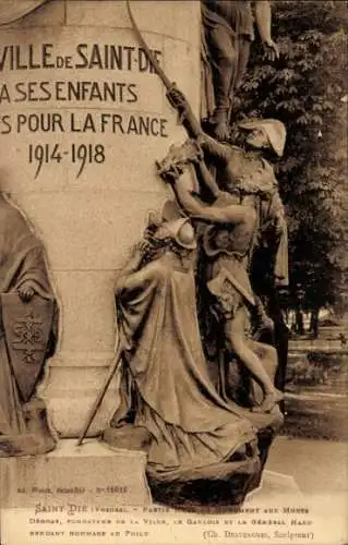 Ak Saint Dié des Vosges, Kriegerdenkmal 1914-1918, Detailansicht