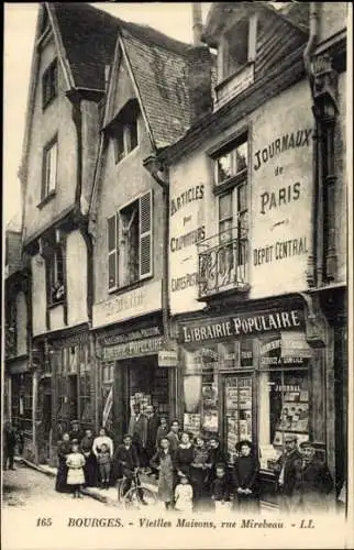 Ak Bourges-Cher, Alte Häuser, Rue Mirebeau