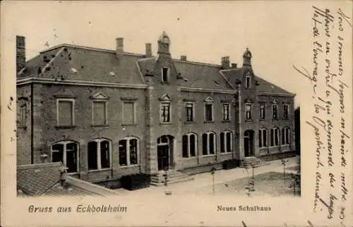 Ak Eckbolsheim Elsass Bas Rhin, Neues Schulhaus