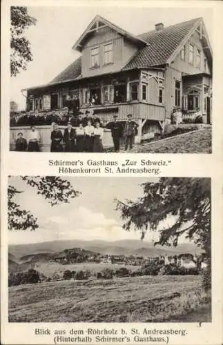 Ak Sankt Andreasberg Braunlage im Oberharz, Schirmers Gasthaus Zur Schweiz, Röhrholz