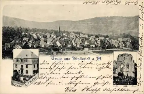 Ak Pünderich an der Mosel, Totalansicht, Gasthof