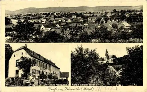 Ak Hetzerath in Pfalz, Gesamtansicht, Gasthaus Hauprich, Kirche