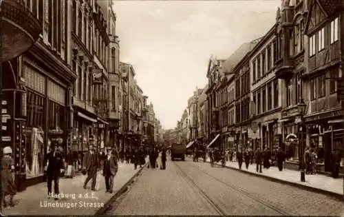 Ak Hamburg Harburg, Lüneburger Straße, Geschäfte, Passanten