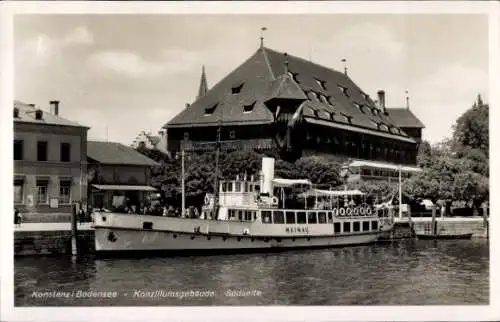 Ak Konstanz am Bodensee, Konziliumsgebäude, Dampfer Mainau