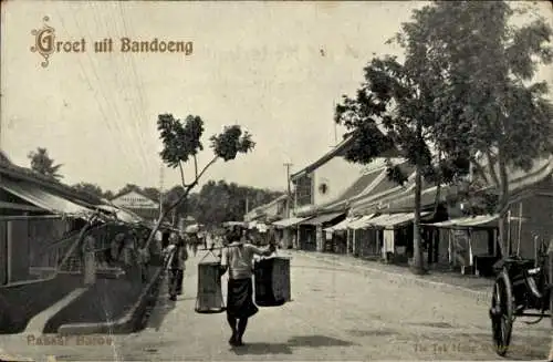 Ak Bandung Bandoeng Java Indonesien, Straßenpartie