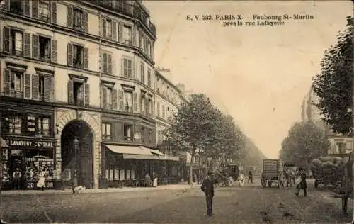 Ak Paris X, Faubourg Saint Martin in der Nähe der Rue Lafayette