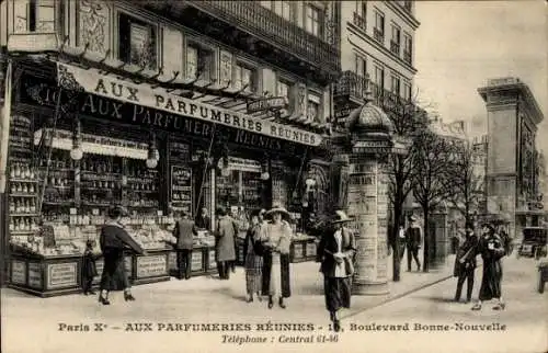 Ak Paris X, Aux Parfumeries Réunies, Boulevard Bonne Nouvelle