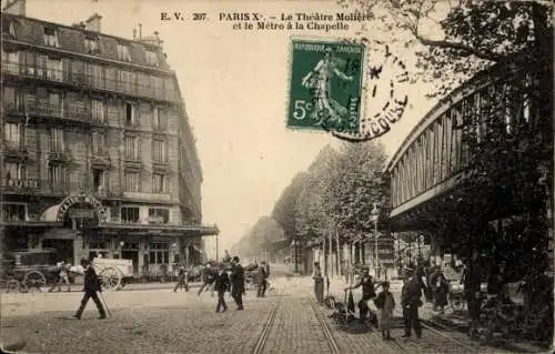 Ak Paris X, Théâtre Moliere, Metro a la Chapelle