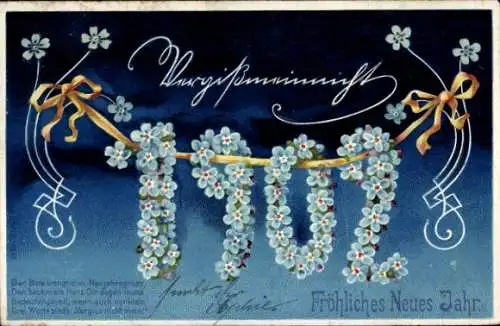 Ak Glückwunsch Neujahr, Jahreszahl 1902, Blumen