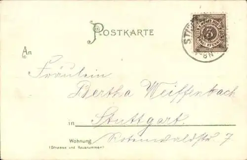 Litho Glückwunsch Neujahr, Jahreszahl 1900