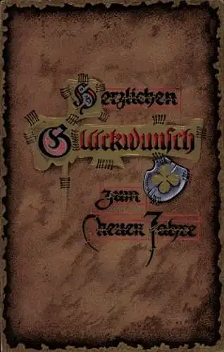 Präge Ak Glückwunsch Neujahr, Hufeisen