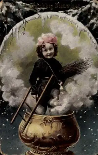 Ak Glückwunsch Neujahr, Schornsteinfeger, Kessel