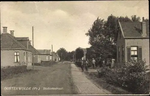 Ak Oosterwolde Ooststellingwerf Friesland Niederlande, Stationsstraat