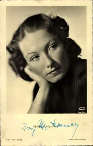 Ak Schauspielerin Brigitte Horney, Portrait, Bavaria Filmkunst, Autogramm