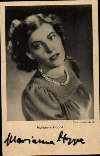 Ak Schauspielerin Marianne Hoppe, Portrait, Autogramm