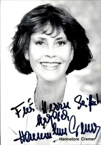 Ak Schauspielerin Hannelore Cremer, Portrait, Autogramm