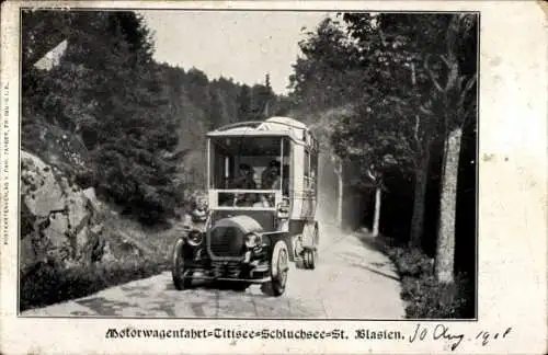 Ak Motorwagenfahrt Titisee-Schluchsee-St. Blasien, Autobus