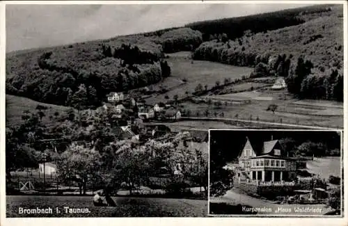 Ak Brombach Schmitten im Taunus Hessen, Totalansicht, Kurpension Haus Waldfriede