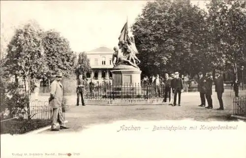 Ak Aachen, Bahnhofsplatz, Kriegerdenkmal