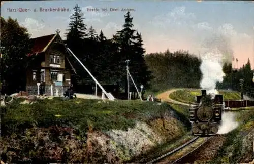 Ak Drei Annen Hohne Wernigerode im Harz, Brockenbahn