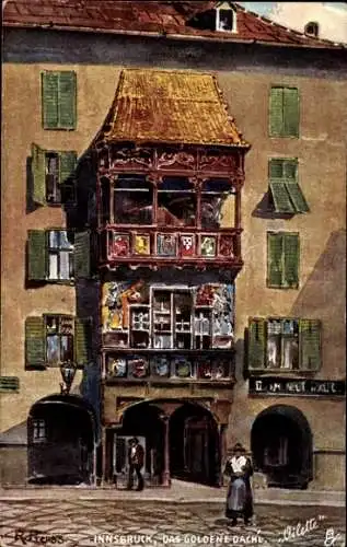 Künstler Ak R. Preuss, Innsbruck Tirol, Das Goldene Dachl, Wohnhaus