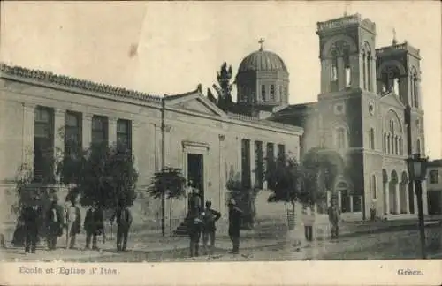 Ak Itea Griechenland, Schule, Kirche